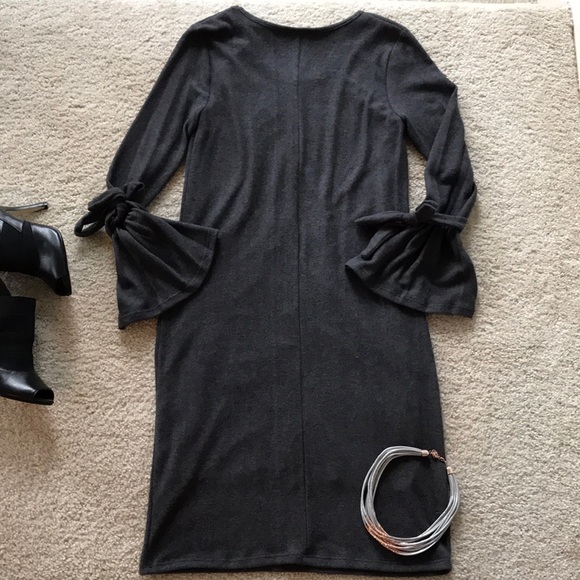 Charcoal Bell Sleeve Dress - Picture 7 of 8